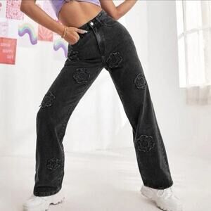 Floral High Waisted Jeans